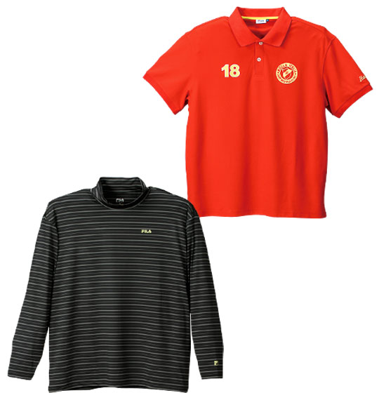 FILA GOLF ポロシャツ(半袖)+ハイネックT レッド×ブラック