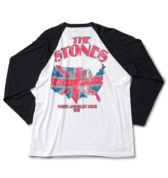 ROLLING STONES ラグランTシャツ(長袖) オフホワイト×ブラック