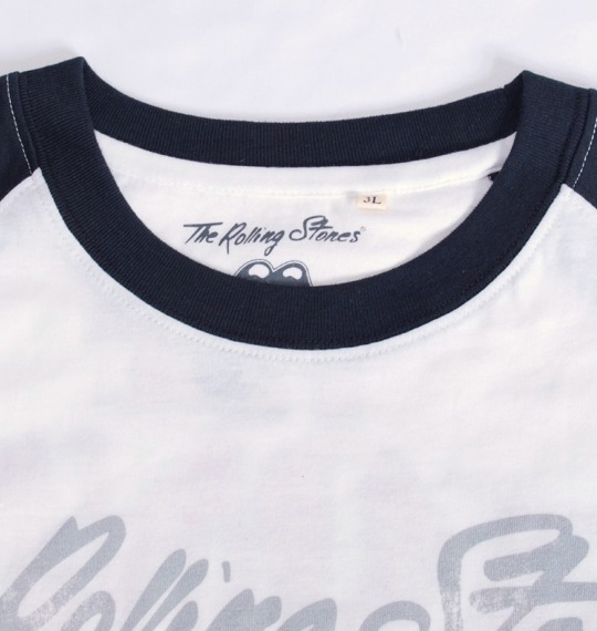 ROLLING STONES ラグランTシャツ(長袖) オフホワイト×ブラック