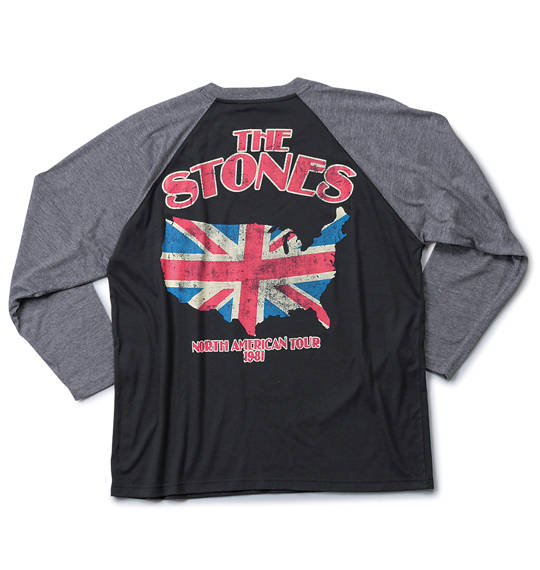 ROLLING STONES ラグランTシャツ(長袖) ブラック×チャコール