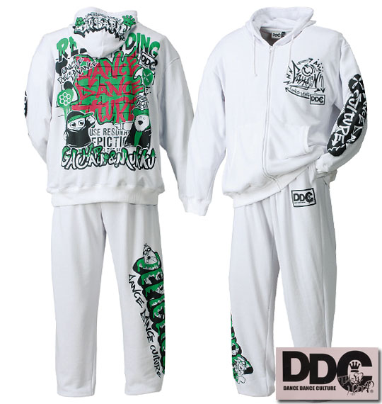 DANCE DANCE CULTURE フルジップパーカーセット ホワイト