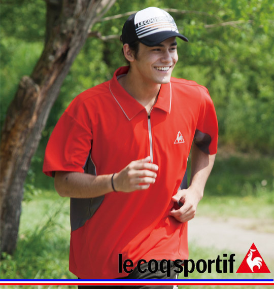 LE COQ SPORTIF ジップシャツ(半袖) レッド