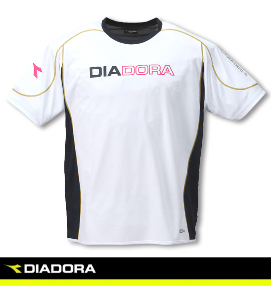 DIADORA プラクティスシャツ(半袖) ホワイト×ネイビー