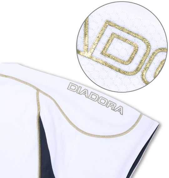 DIADORA プラクティスシャツ(半袖) ホワイト×ネイビー