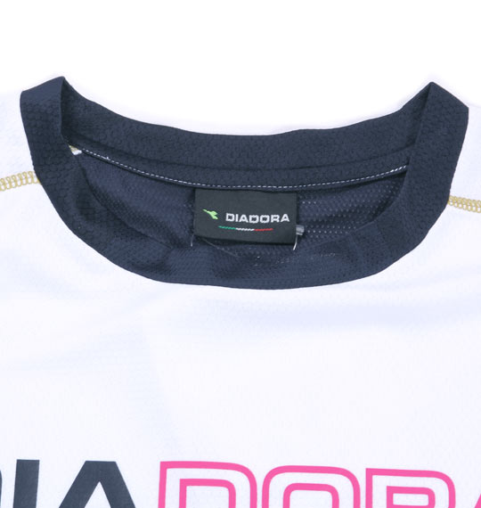 DIADORA プラクティスシャツ(半袖) ホワイト×ネイビー