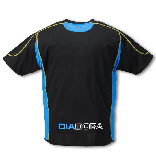 DIADORA プラクティスシャツ(半袖) ブラック×ターコイズ