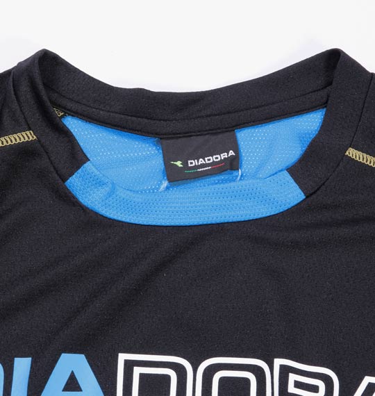 DIADORA プラクティスシャツ(半袖) ブラック×ターコイズ