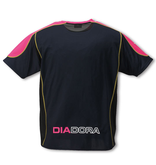 DIADORA プラクティスシャツ(半袖) ネイビー×ピンク