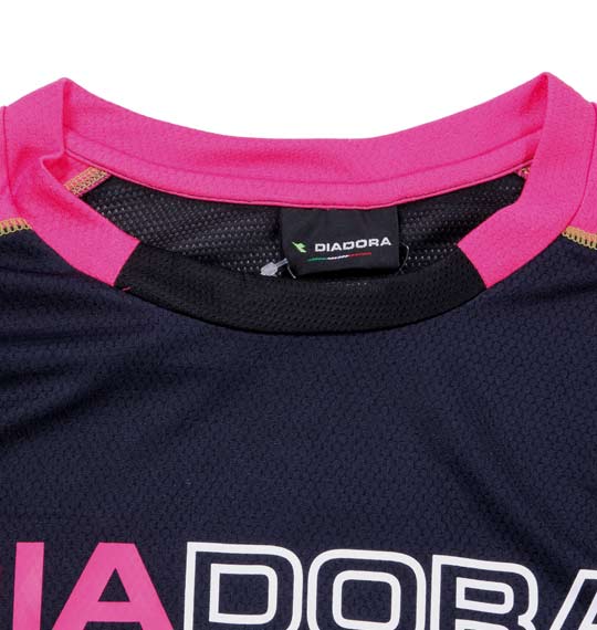 DIADORA プラクティスシャツ(半袖) ネイビー×ピンク