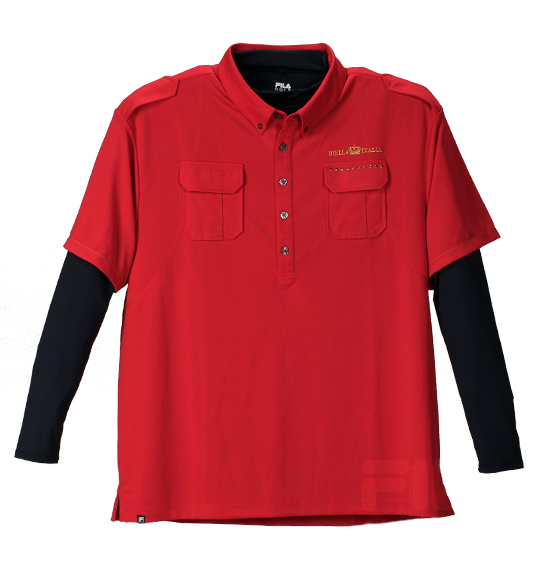 FILA GOLF ベア鹿の子半袖シャツ+ハイネック長袖Tシャツ レッド×ブラック