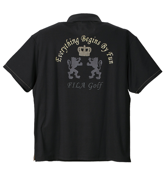 FILA GOLF ベア鹿の子半袖シャツ+ハイネック長袖Tシャツ ブラック×ブラック
