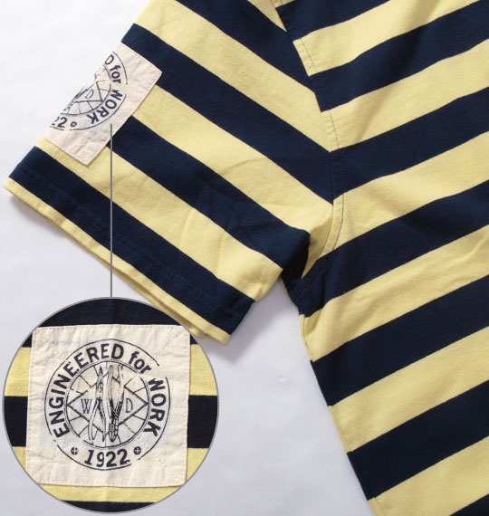 DICKIES ボーダーラガーポロシャツ(半袖) イエロー×ネイビー