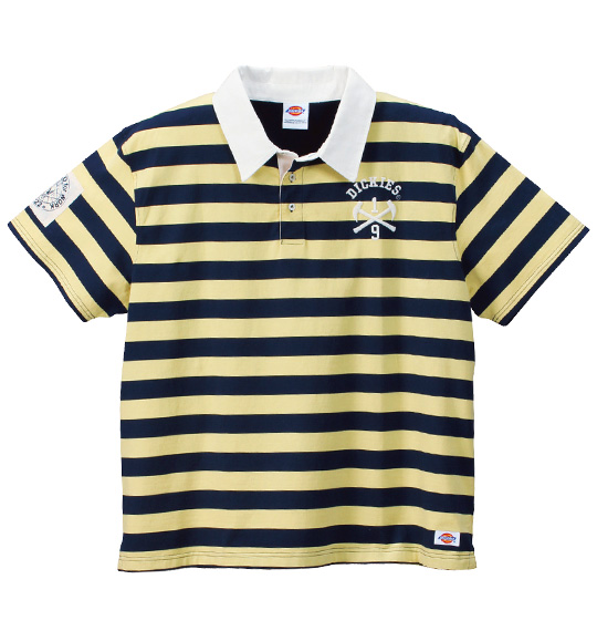 DICKIES ボーダーラガーポロシャツ(半袖) イエロー×ネイビー