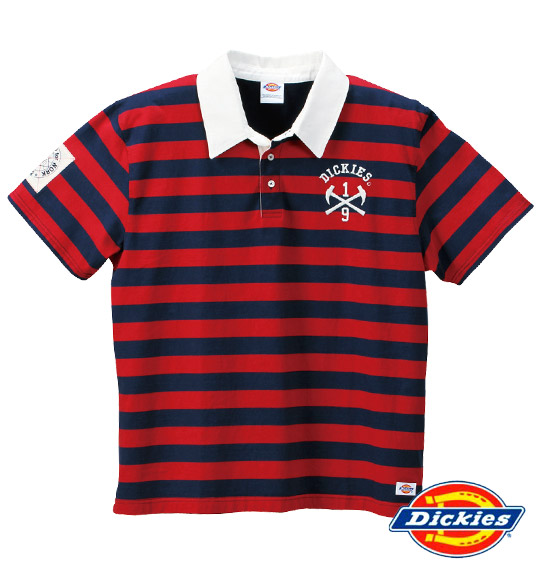 DICKIES ボーダーラガーポロシャツ(半袖) レッド×ネイビー