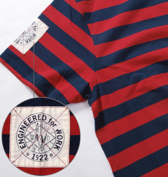 DICKIES ボーダーラガーポロシャツ(半袖) レッド×ネイビー