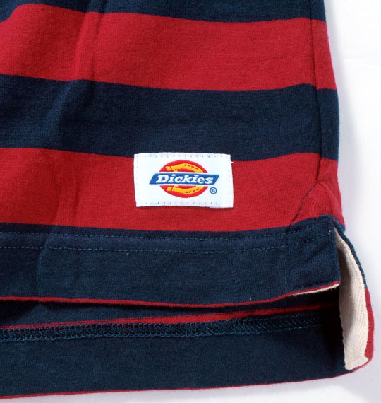 DICKIES ボーダーラガーポロシャツ(半袖) レッド×ネイビー