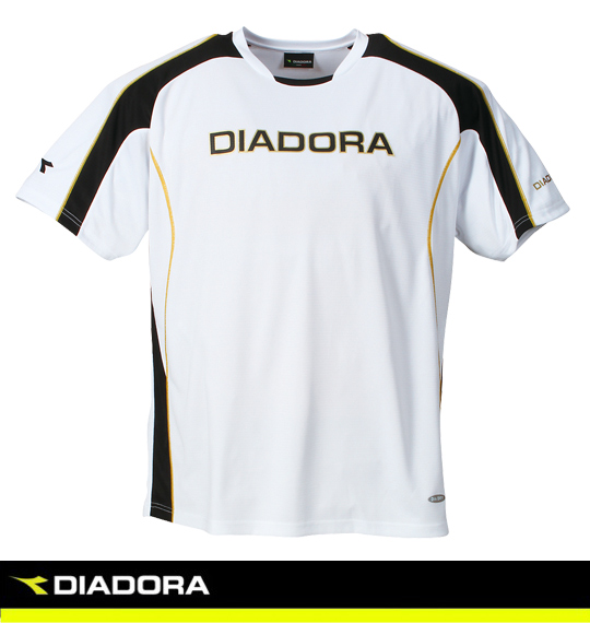 DIADORA 半袖プラクティスシャツ ホワイト×ブラック