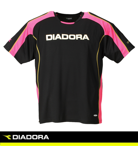 DIADORA 半袖プラクティスシャツ ブラック×ピンク