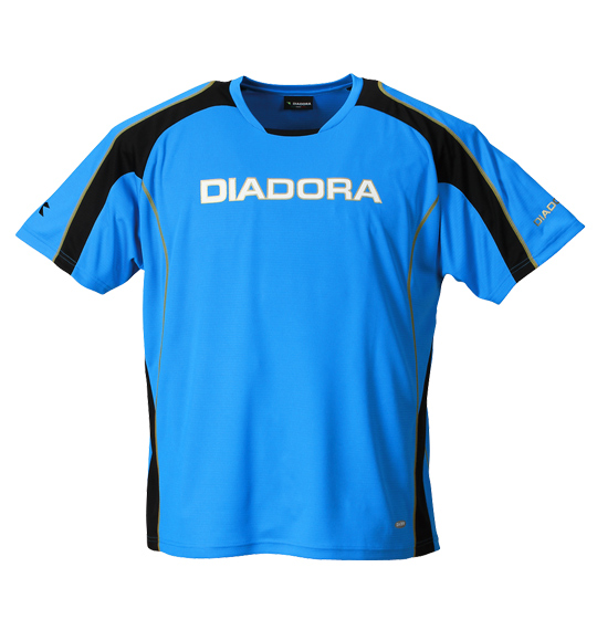 DIADORA 半袖プラクティスシャツ ターコイズ×ブラック