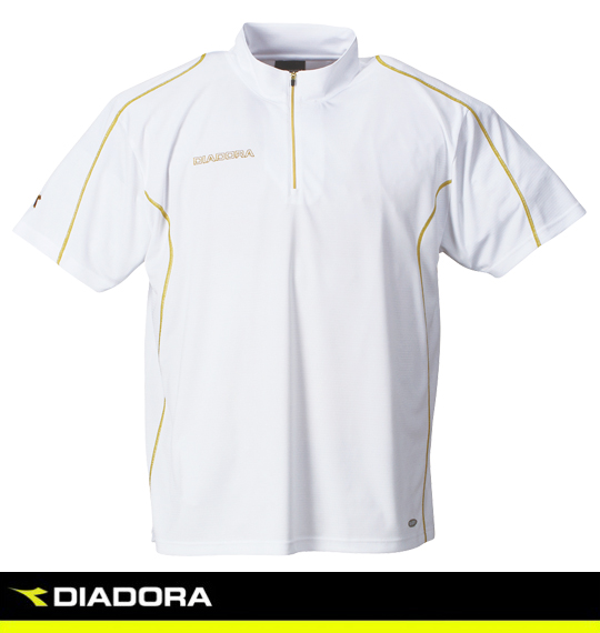 DIADORA ハーフジップ半袖プラクティスシャツ ホワイト