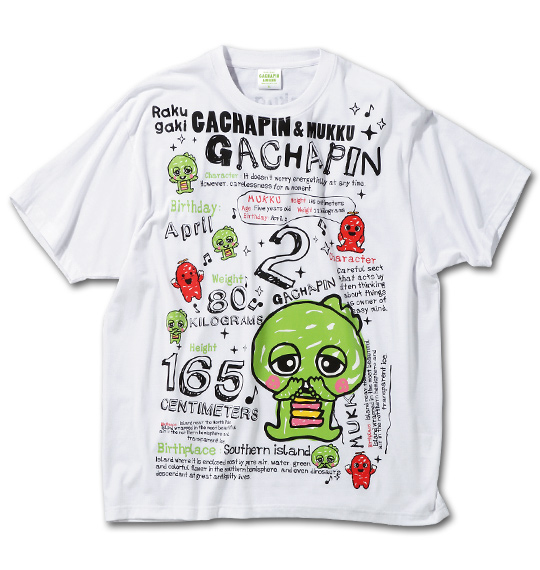 GACHAPIN×MUKKU(ガチャピンムック) 半袖Tシャツ ホワイト