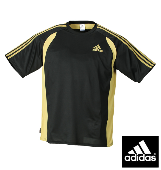 adidas カラー切替半袖Tシャツ ブラック