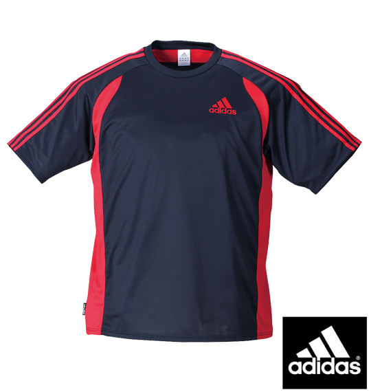 adidas カラー切替半袖Tシャツ ネイビー