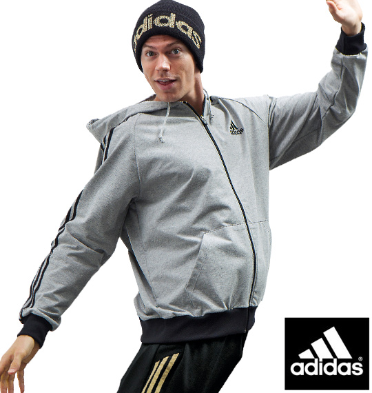 adidas フルジップパーカー モクグレー
