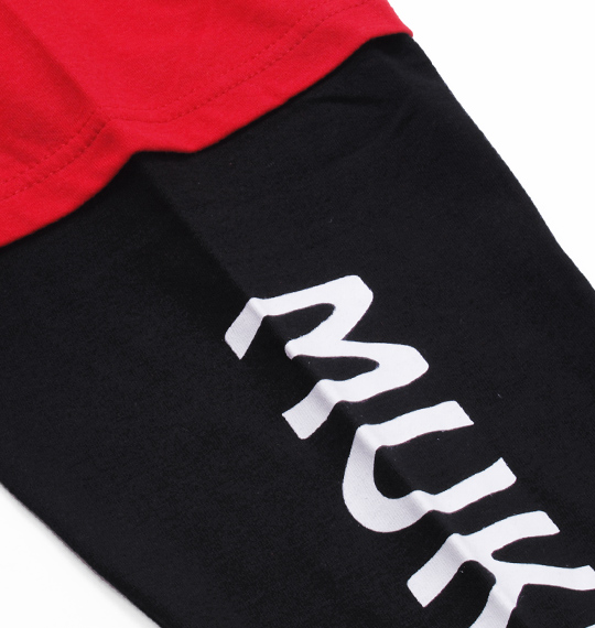 GACHAPIN×MUKKU フェイクレイヤード長袖Tシャツ レッド×ブラック