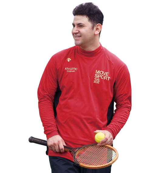 DESCENTE ストレッチハーフネック長袖シャツ レッド