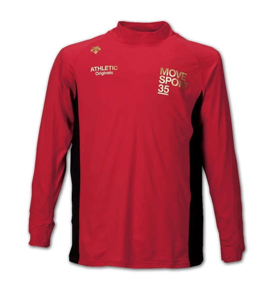 DESCENTE ストレッチハーフネック長袖シャツ レッド