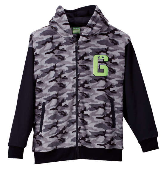 GACHAPIN×MUKKU ボアフルジップパーカー グレー系カモフラ柄