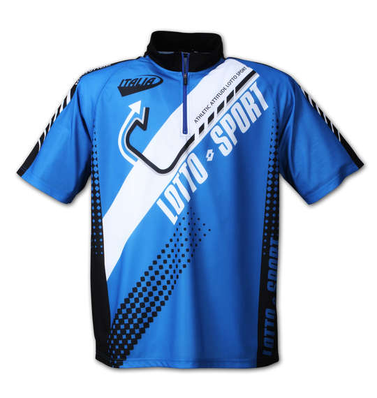 lotto DRYメッシュ半袖ハーフジップシャツ ブルー