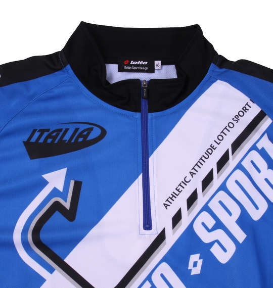 lotto DRYメッシュ半袖ハーフジップシャツ ブルー
