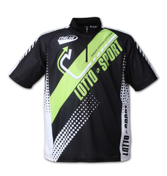 lotto DRYメッシュ半袖ハーフジップシャツ ブラック