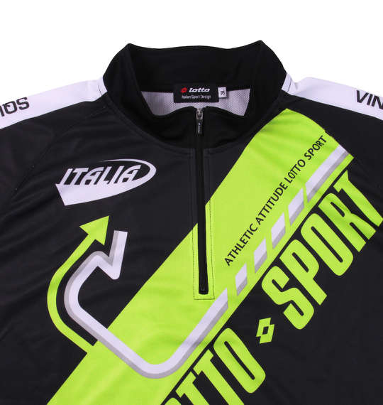 lotto DRYメッシュ半袖ハーフジップシャツ ブラック