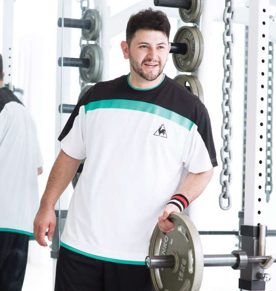 LE COQ SPORTIF サンスクリーン半袖Tシャツ ホワイト×ブラック