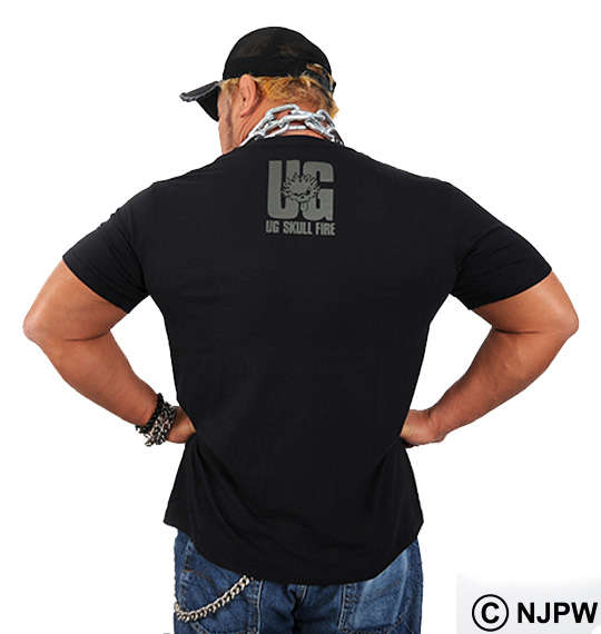 新日本プロレス 真壁刀義UG SKULL FIRE半袖Tシャツ ブラック