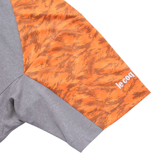 LE COQ SPORTIF サンスクリーンハーフジップ半袖シャツ オレンジ×モクグレー