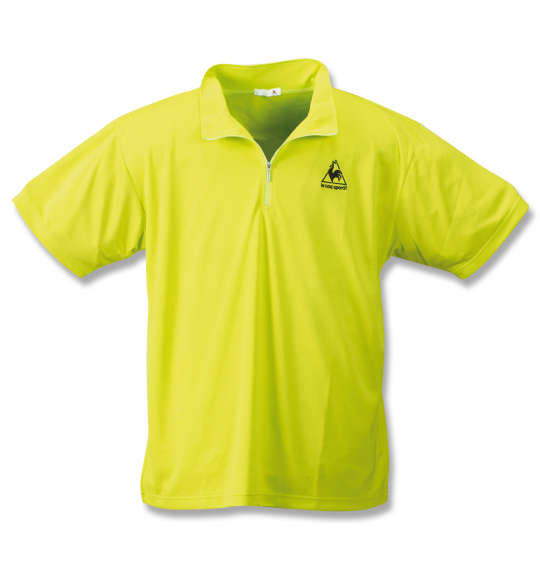 LE COQ SPORTIF ハーフジップ半袖シャツ グリーンイエロー