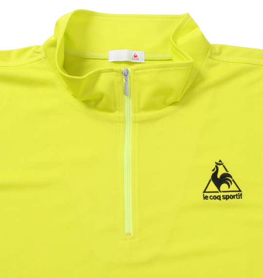 LE COQ SPORTIF ハーフジップ半袖シャツ グリーンイエロー