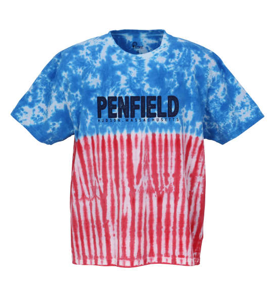 Penfield タイダイロゴプリント半袖Tシャツ ブルー×レッド