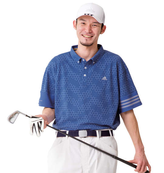 adidas golf ジオメトリックプリント半袖B.Dシャツ トレースロイヤル