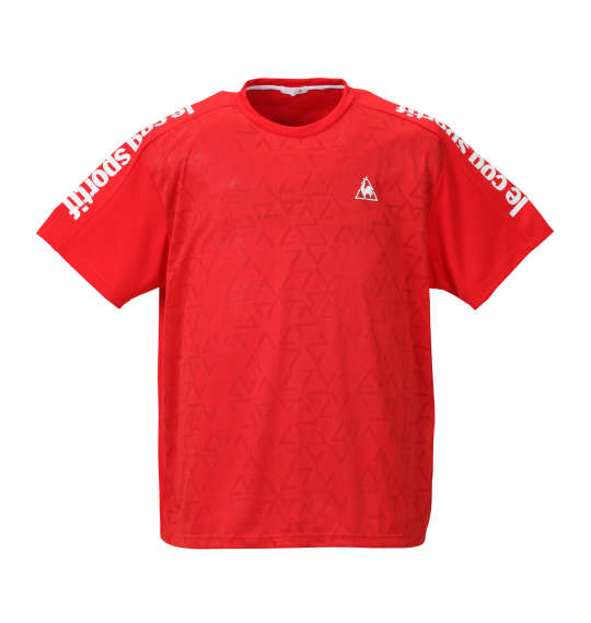 LE COQ SPORTIF ジャガードニット×ドライピンメッシュ半袖Tシャツ レッド