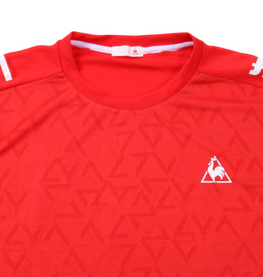 LE COQ SPORTIF ジャガードニット×ドライピンメッシュ半袖Tシャツ レッド