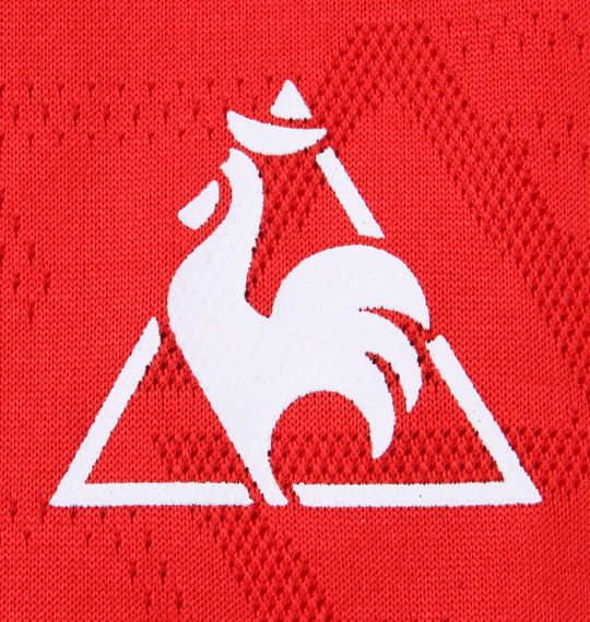 LE COQ SPORTIF ジャガードニット×ドライピンメッシュ半袖Tシャツ レッド