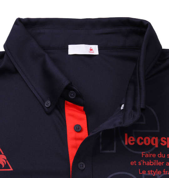 LE COQ SPORTIF ドライピンメッシュ半袖B.Dポロシャツ ネイビー