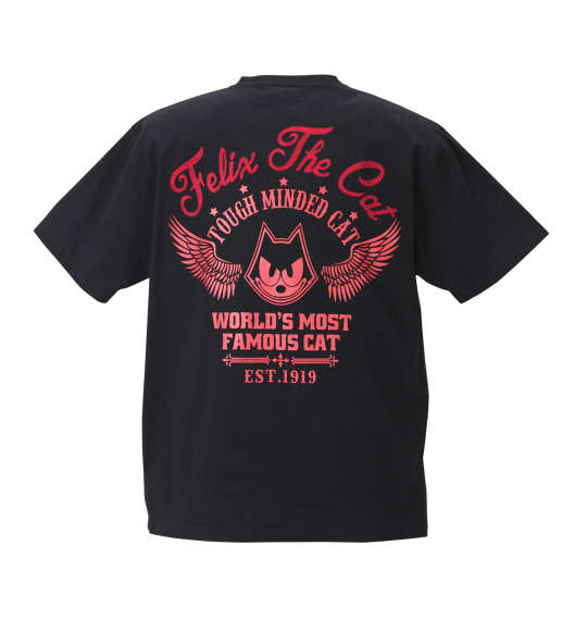 FELIX THE CAT チェーン刺繍&プリント半袖Tシャツ ブラック×レッド