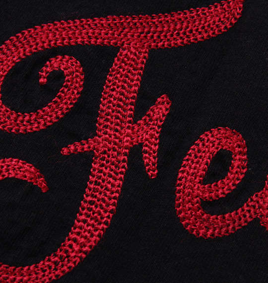FELIX THE CAT チェーン刺繍&プリント半袖Tシャツ ブラック×レッド