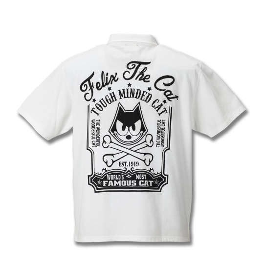 FELIX THE CAT 鹿の子チェーン刺繍&プリント半袖ポロシャツ オフホワイト